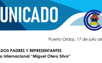 Comunicado: 17 de julio del 2025. Entrega de boletas primaria e inicial
