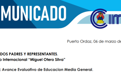 COMUNICADO: 06 de marzo del 2026 – Avance Evaluativo de Educación Media General.